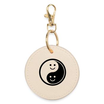 Yin Yang avec Smileys | Symbole de solde positif - Porte-clés rond - huître - Devant