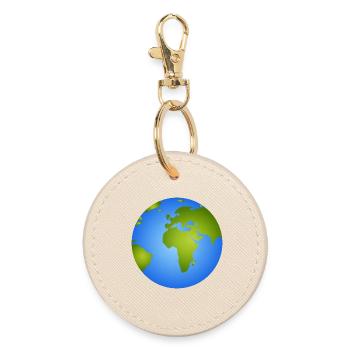 Blue Earth – Stylish Globe Illustration - Round Keyring - oyster - Front