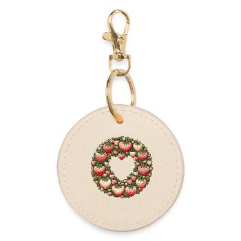 Couronne de cœur de fraise - Porte-clés rond - huître - Devant