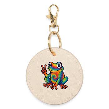 Tie Dye Frosch Liebhaber Herpetologie Frosch - Runder Schlüsselanhänger - Auster - Vorne