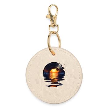 Vinyl Sunset - The Sound of Waves - Round Keyring - oyster - Front