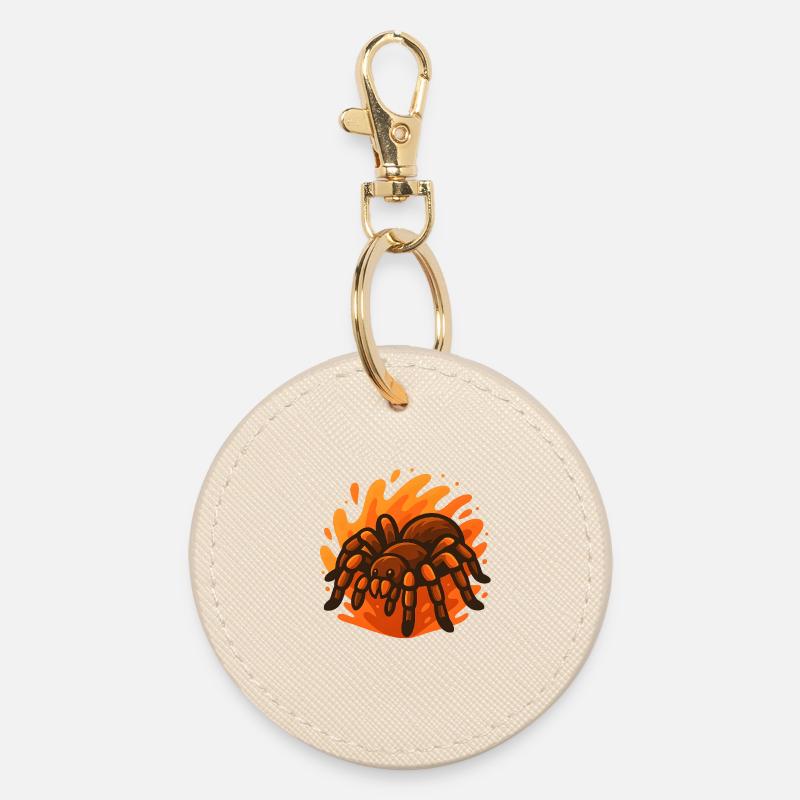 Fiery Goliath Spider - Round Keyring - oyster