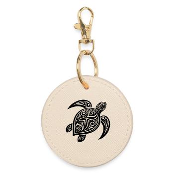 Turtle Tattoo Style – Mystical Design - Round Keyring - oyster - Front
