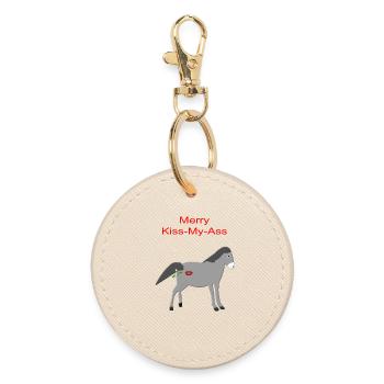 Graphique espiègle de l’âne gris de Noël embrassant mon cul - Porte-clés rond - huître - Devant