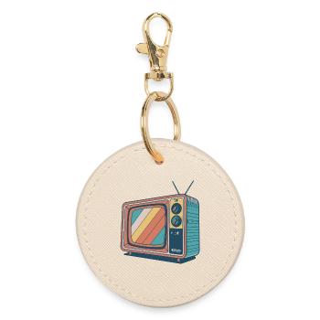 Vintage TV Colorful Stripes - Round Keyring - oyster - Front