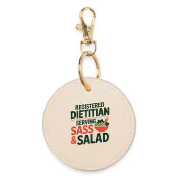 Registered Dietitian Serving Sass & Salad Expert  - Round Keyring - oyster - Front