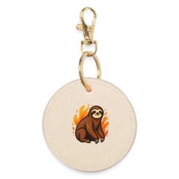 Flaming sloth - Round Keyring - oyster - Front