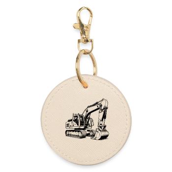 Toy Excavator - I Shovel Children's Dreams Free - Round Keyring - oyster - Front
