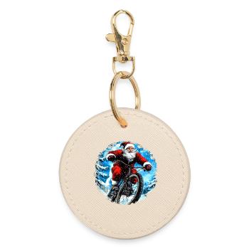 Mountain bikers Christmas - Round Keyring - oyster - Front