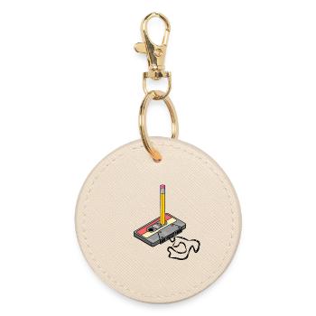 Nostalgia Retro Kassettenband Bleistift 2000 Vibes - Runder Schlüsselanhänger - Auster - Vorne
