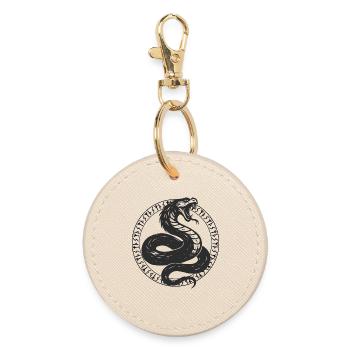 Serpent mit nordischen Runen und leuchtenden Augen - Runder Schlüsselanhänger - Auster - Vorne