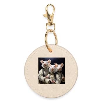 Rats in a trio of coats - Round Keyring - oyster - Front