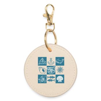 St Trop is calling - Round Keyring - oyster - Front