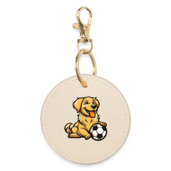 Chien drôle avec balle - Porte-clés rond - huître - Devant