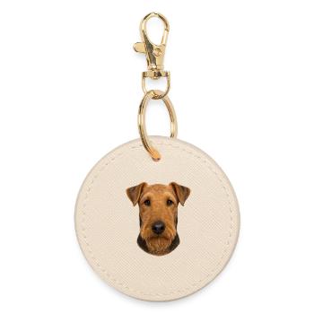 Dog Head Portrait Brown Tone - Round Keyring - oyster - Front
