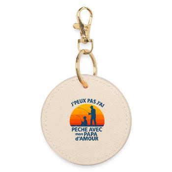 Père et fils pêche au coucher soleil - Porte-clés rond - huître - Devant