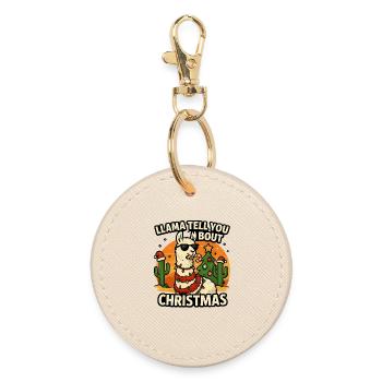 Llama Christmas Sass - Round Keyring - oyster - Front