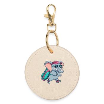 Lustiger Elefant-Golfer Cartoon Cooles Golftier - Runder Schlüsselanhänger - Auster - Vorne