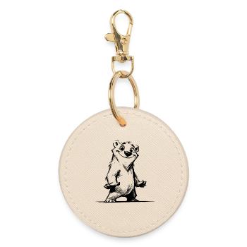 Cartoon bear cool charisma to cuddle - Round Keyring - oyster - Front