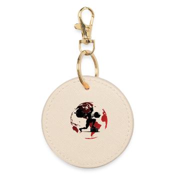 Strength training on top of the world - Round Keyring - oyster - Front