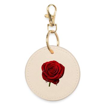 Red Rose with Piercings - Round Keyring - oyster - Front