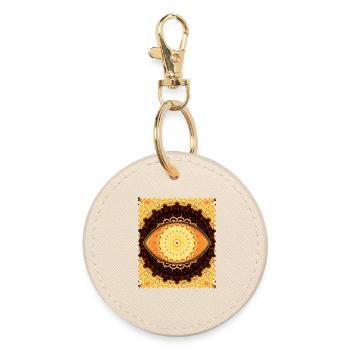 Sun Mandala Fire Gold - Round Keyring - oyster - Front