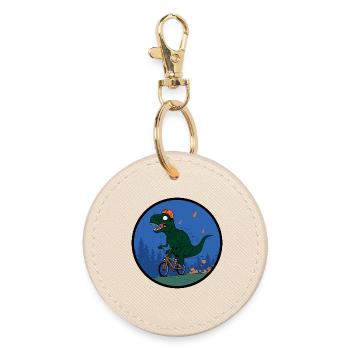 T-Rex Rider Adventurer - Round Keyring - oyster - Front