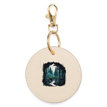 Moon Forest Trail in the Moonlight - Round Keyring - oyster - Front