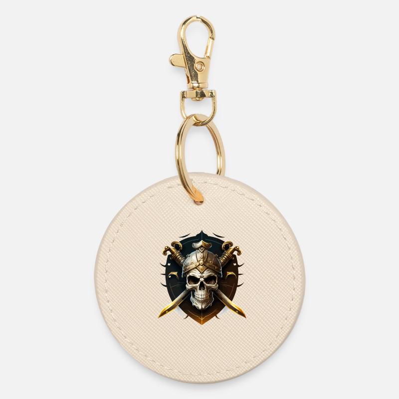Guerrier crâne avec casque et lames - Porte-clés rond - huître