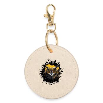 Owl Night Owl Splatter - Round Keyring - oyster - Front