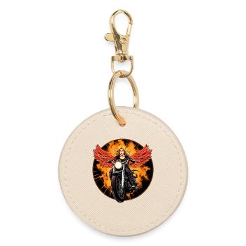 Engel Motorcycle / Motorcyclist Engel - Round Keyring - oyster - Front