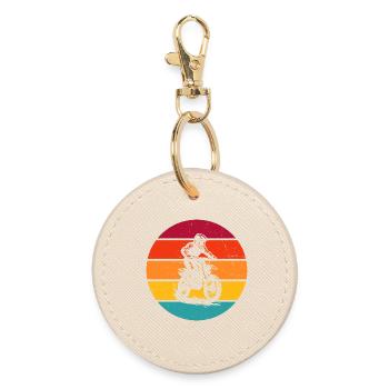 Characterful motocross design - Round Keyring - oyster - Front