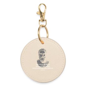 Epicurus Stoic quote - Round Keyring - oyster - Front