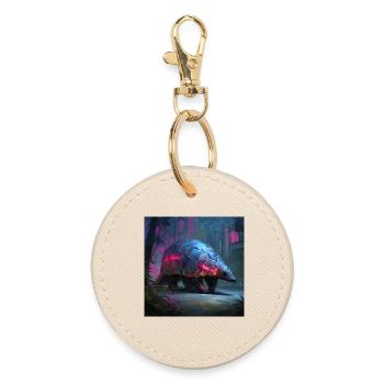 Art de science-fiction néon dans la jungle pangolin cyberpunk - Porte-clés rond - huître - Devant