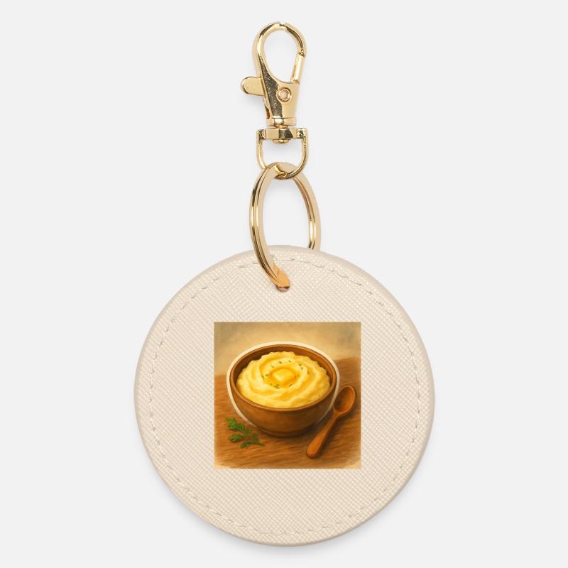 Purée de pommes de terre dans une casserole - Porte-clés rond - huître
