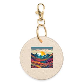 Sunrise in colorful mountain landscapes - Round Keyring - oyster - Front