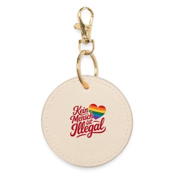 Kein Mensch ist illegal - Cool Pride Logo - Runder Schlüsselanhänger - Auster - Vorne