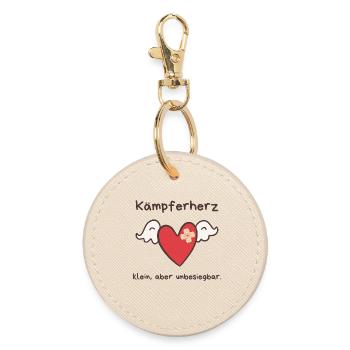 Fighter's Heart – Small but Invincible Design - Round Keyring - oyster - Front