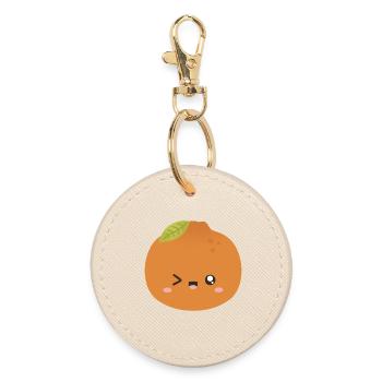 Kawaii Orange Wink Charakter - Runder Schlüsselanhänger - Auster - Vorne
