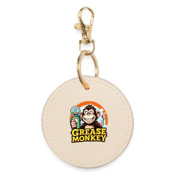 GreaseMonkey Retro Fuel Pump - Round Keyring - oyster - Front