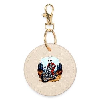Motard squelette - Porte-clés rond - huître - Devant