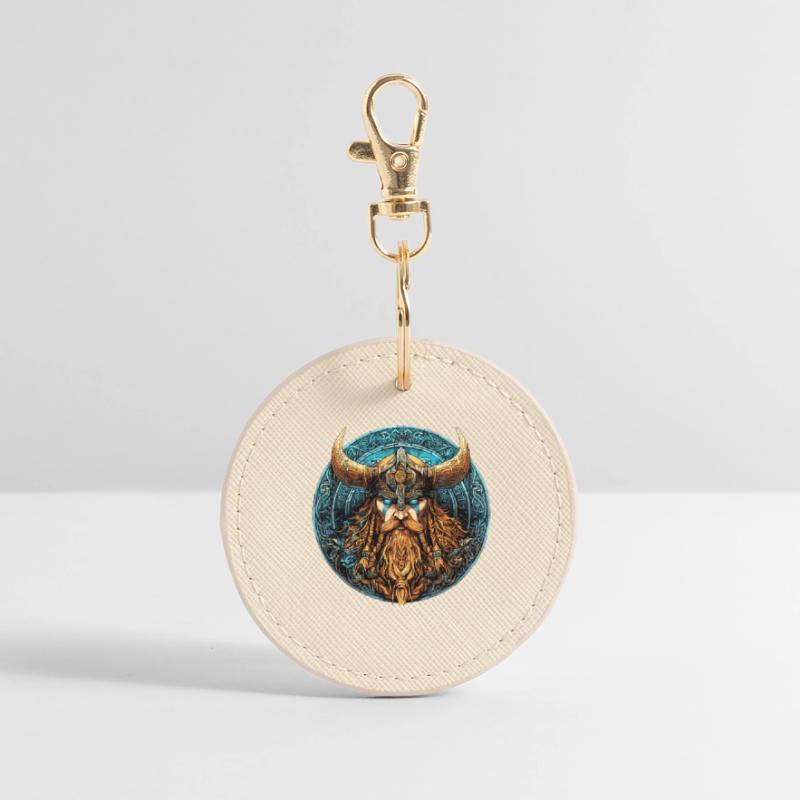 Viking Warrior Runic Circle Round Keyring