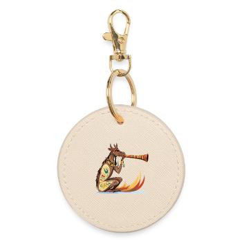 Kangaroo Trumpet Tattoo - Round Keyring - oyster - Front