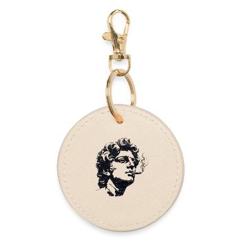 Ancient Statue Smoking Cigarette – Dark Art - Round Keyring - oyster - Front