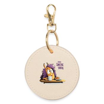 Coffee hedgehog in the morning - Round Keyring - oyster - Front