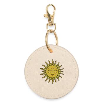Vintage-Kunst im mystischen Boho-Stil mit himmlischer Sonne - Runder Schlüsselanhänger - Auster - Vorne