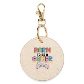 Born to be a gamer - Round Keyring - oyster - Front