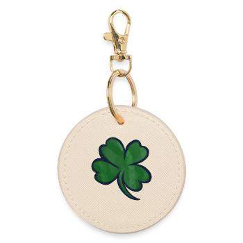 Watercolor Shamrock Clover Print - Round Keyring - oyster - Front