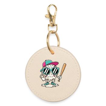 Dripping Baseball Bold Graphic for Players Fans  - Round Keyring - oyster - Front