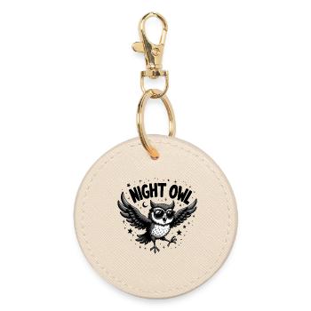 Night Owl Owl with Sunglasses - Round Keyring - oyster - Front